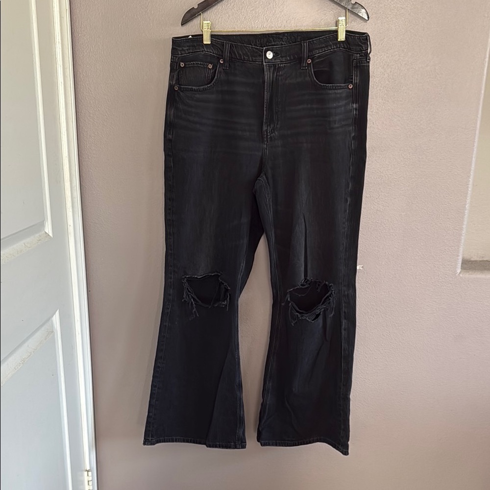 Black Distressed Wide Leg American Eagle Jeans